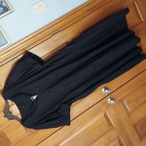 •🆕➕️ Who What Wear Chic Black Women's Midi Dress with Puffy Sleeves